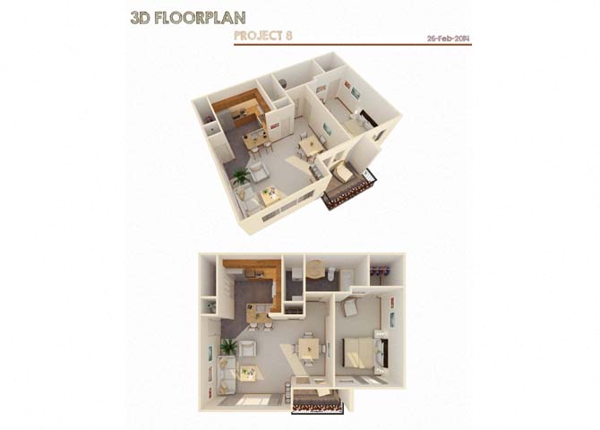 Floor plan for 1 bed, 1 bath, 789 sqft